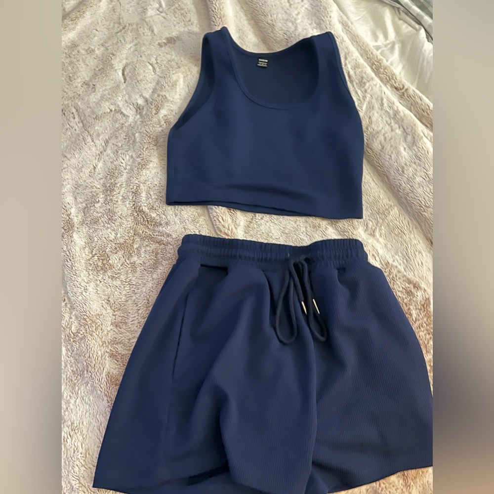 Active lounge 2 piece set navy blue SHEIN